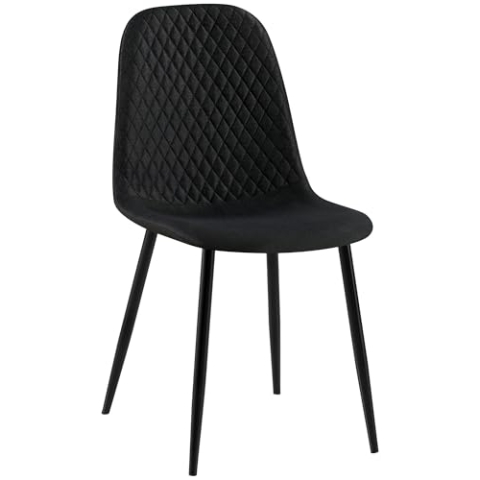 CLP Esszimmerstuhl Giverny Samt | Gepolsterter Stoffstuhl mit Ziernähten und Bodenschonern, Farbe:schwarz, Material:Stoff
