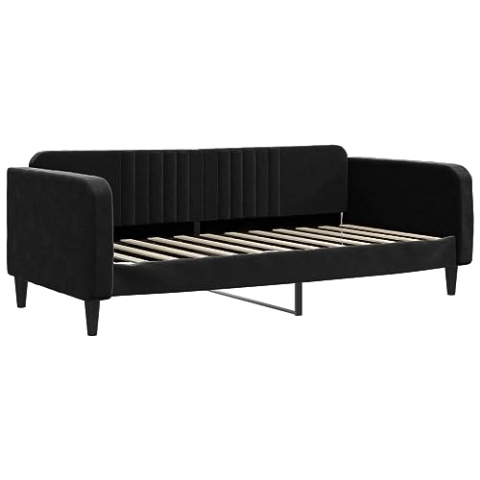 vidaXL Tagesbett, Gästebett 2-in-1, Sofabett Schlafsofa für Schlafzimmer Wohnzimmer, Bettsofa Sofa, Modernes Design, Schwarz 100x200cm Samt