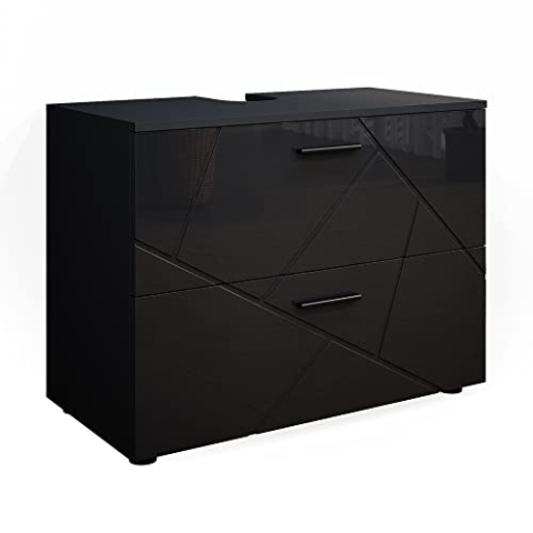Vicco Waschbeckenunterschrank Irma, Waschtischunterschrank, Anthrazit Hochglanz, 80 x 59 cm