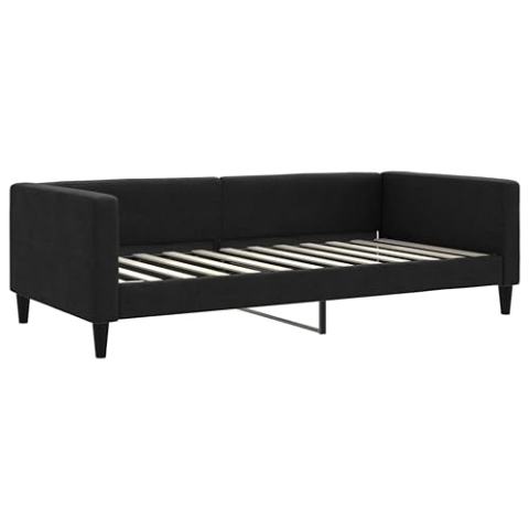 vidaXL Tagesbett, Gästebett 2-in-1, Sofabett Schlafsofa für Schlafzimmer Wohnzimmer, Bettsofa Sofa, Modernes Design, Schwarz 100x200cm Stoff