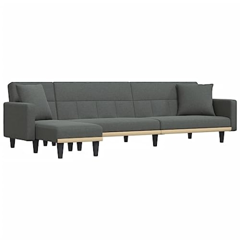 vidaXL Schlafsofa in L Form, Ecksofa mit Schlaffunktion, Bettcouch für Wohnzimmer, Couch Sofa Eckcouch Schlafcouch Samtsofa, Dunkelgrau Stoff