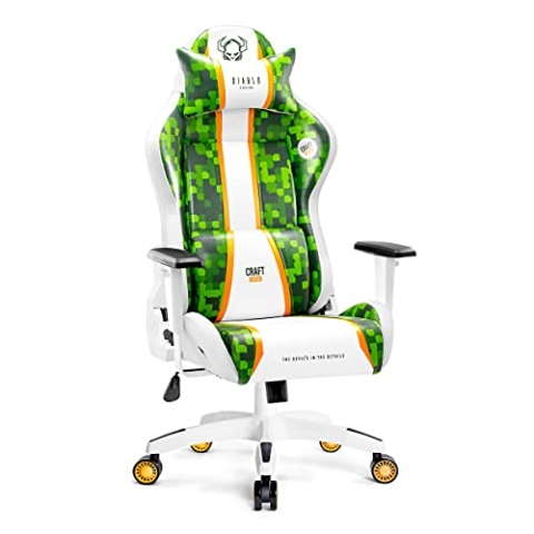 Diablo X-One 2.0 Gaming Stuhl Gamer Chair Bürostuhl Schreibtischstuhl Verstellbare Armlehnen Ergonomisches Design Nacken/-Lendenkissen Wippfunktion Craft King (XL)