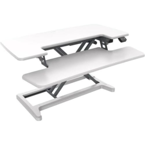 Worktrainer - UPdesk Cross - Höhe 12-50,5 cm - Breite 41,5 x 88 cm - Schreibtisch Erhöhung - Höhenverstellbar - Elektrisches Bedienung - Weiß