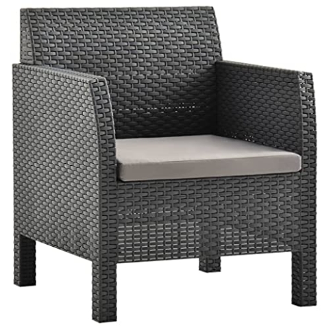 vidaXL Gartenstuhl mit Kissen UV-beständig Gartensessel Sessel Stuhl Lounge Gartenmöbel Balkonstuhl Terrassenstuhl PP Rattan Anthrazit