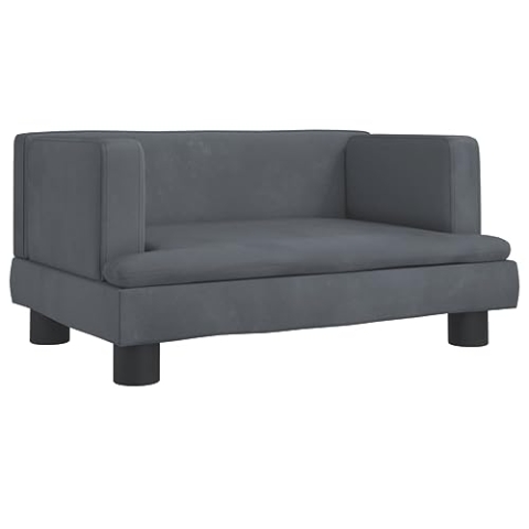 vidaXL Kindersofa, Couch für Kinder, Kindercouch mit runden Kanten, Kindersessel Minisofa Polstersofa Kindermöbel Sofa Kinderzimmer, Dunkelgrau Samt