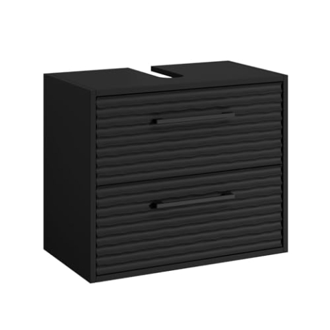 Badezimmer Badmöbel Etna - Schwarz mat - Unterschrank Badmöbelset Badschrank Schrank Waschbeckenunterschrank