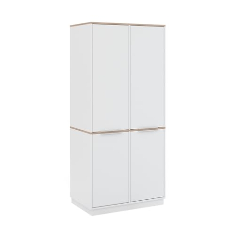 Vicco Aktenschrank Betti, Büroschrank, Weiß/Sonoma, 82 x 179 cm mit 6 Regale