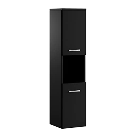Badplaats B.V. Badezimmer Schrank Montreal 131 cm Mat Schwarz – Regel Schrank Hochschrank Schrank Möbel Badschrank