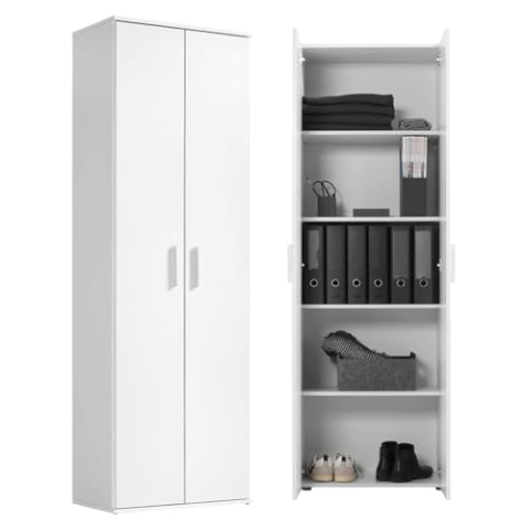 mokebo® Mehrzweckschrank 60cm Breite 'Der Lange', Aktenschrank, Büroschrank oder Schuhschrank in 60x180x34 cm (B/H/T), auch als Vorratsschrank oder Schrank aus Holz in Weiß