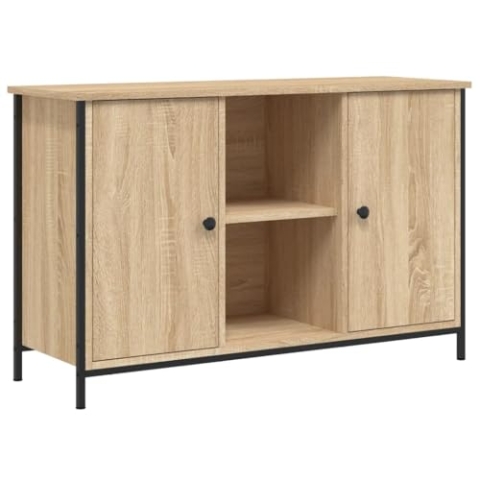 vidaXL TV Schrank, Fernsehschrank mit Eisenbeinen, Fernsehtisch für Wohnzimmer, Lowboard Sideboard TV Ständer TV Gerät, Sonoma Eiche Holzwerkstoff