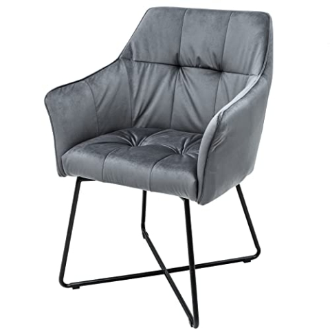 riess-ambiente.de Stuhl LOFT Samt Silbergrau mit Armlehne