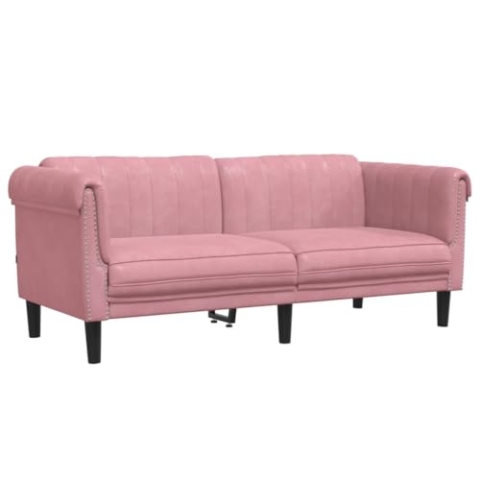 vidaXL Sofa, Polstersofa 2-Sitzer mit Stützbeinen, Zweisitzer Loungesofa Designsofa für Wohnzimmer, Couch Wohnzimmersofa, Rosa Samt