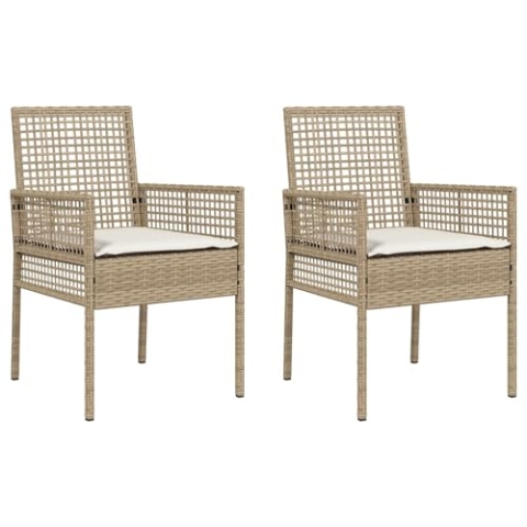 vidaXL Stylisches Outdoor Rattan Stuhlset | Gemischtes Beige und Creme | Langlebig | 2 Kissen enthalten | Perfekte Balkon-Terrassenmöbel | Geflochtener Sitz | Wetterfest | Gepolstert