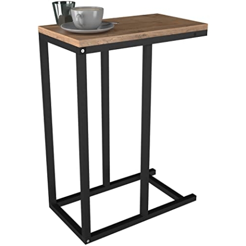 VCM Holz Beistelltisch | Couchtisch im schlichten Industriestyle | Maße ca. H. 63 x B. 26 x T. 46 cm | Wohnzimmertisch | Kaffeetisch - Insasi S Honig-Eiche