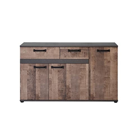 trendteam smart living - Sideboard Kommode Schrank - Wohnzimmer - Stripe - Aufbaumaß (BxHxT) 142 x 83 x 41 cm - Farbe Matera mit Eiche Tabak - 194786848