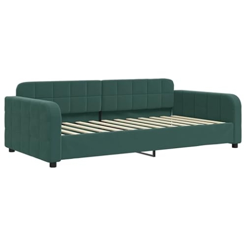 vidaXL Tagesbett, Gästebett 2-in-1, Sofabett Schlafsofa für Schlafzimmer Wohnzimmer, Bettsofa Sofa, Modernes Design, Dunkelgrün 100x200cm Samt