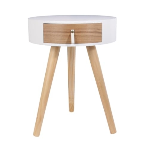 Home Deco Factory HD6201 Nora Nachttisch, Möbel, für Schlafzimmer, Holz/MDF, 35 x 35 x 46,5 cm, Weiß