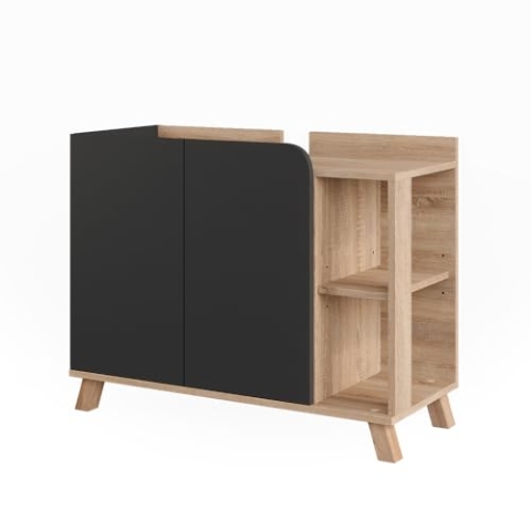 Vicco Waschbeckenunterschrank Karen, Sonoma/Anthrazit, 80 x 65 cm mit 2 Türen