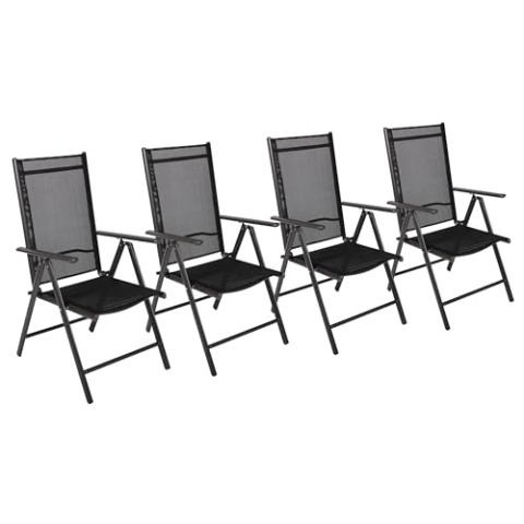 VCM 4er Set Gartenstuhl | Stuhl-Maße ca. H. 105 x B. 56 x T. 65 cm | 3-Fach verstellbare Lehne | gespanntes Netzgewebe garantiert bequemes Sitzen | Alu Hochlehner Balkonstuhl Anthrazit