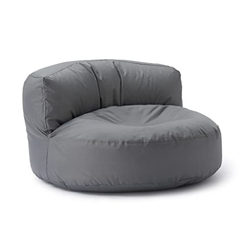 Lumaland Sitzsack Lounge | Sofa-Sitzsack 90 x 50 cm mit Rückenlehne | Indoor & Outdoor Beanbag | Wasserabweisend & Robust | Mit anpassungsfähiger EPS-Füllung | Waschbarer Bezug [Grau]