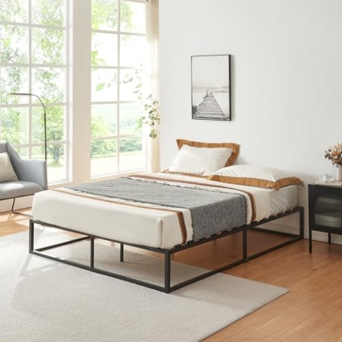 [en.casa] Metallbett Kreta auf Stahlrahmen mit Lattenrost Bettgestell Design Doppelbett Ehebett Schlafzimmer 160x200cm Schwarz