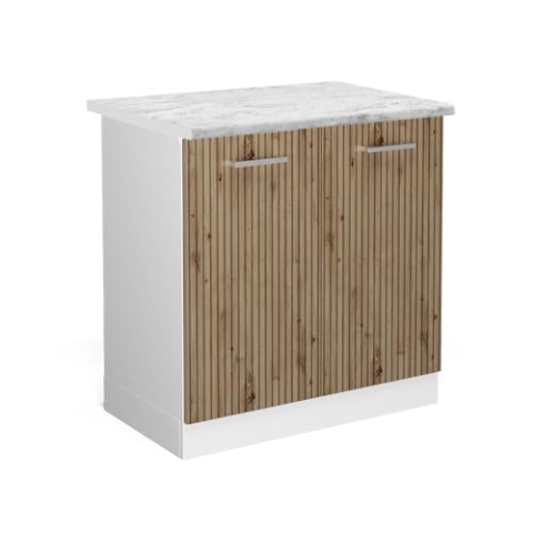 Vicco Spülenunterschrank R-Line, Küchenunterschrank für die Spüle, Artisan-Eiche/Weiß, 80 cm, AP Marmor