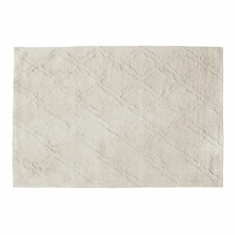 Loberon Teppich Petrus, Elegantes Trellismuster, Dezente Hoch-Tief-Struktur, Weiche Haptik, 140x200 cm, Wohntextilien, Wohnaccessoire, Baumwolle, Creme