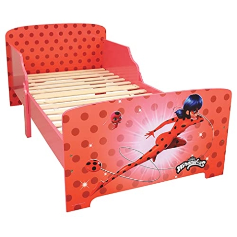Fun House Miraculous Ladybug 713483 Kinderbett 140 x 70 cm mit Lattenrost ohne Matratze, Rot, 1 Person