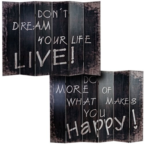 Mendler Foto-Paravent Vintage, Paravent Raumteiler Trennwand - 180x240cm, Spruch