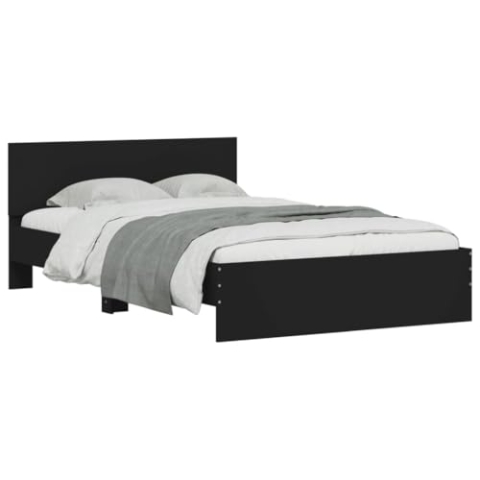 vidaXL Bettgestell, Bettrahmen mit Lattenrost, Bett Gästebett mit Kopfteil, Doppelbett Schlafzimmerbett Schlafzimmermöbel, Schwarz 120x190cm