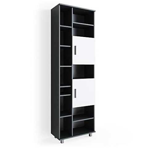 Vicco Badschrank Ilias, Badezimmerhochschrank, Weiß/Anthrazit, 60 x 190 cm