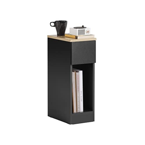 SoBuy Nachttisch schmal Nachtschrank Beistelltisch mit Schublade und Ablage Nachtkästchen Nightstand für Schlafzimmer Wohnzimmer Schwarz B20 x T35 x H60 cm FBT111-SCH