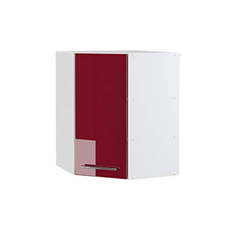 Vicco Eckhängeschrank Fame-Line, Küchen-Eckschrank, Bordeaux Hochglanz/Weiß, 57 cm
