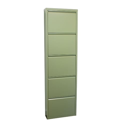 ebuy24 Pisa Schuhschrank mit Klappen/Türen in Metall grün (50x173x16 cm)
