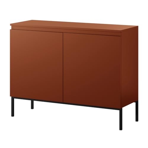 Selsey Kommode Schrank Aufbewahrungsschrank 100 cm 2 Türen 4 Fächer Ziegelrot Schwarze Beine Bemmi