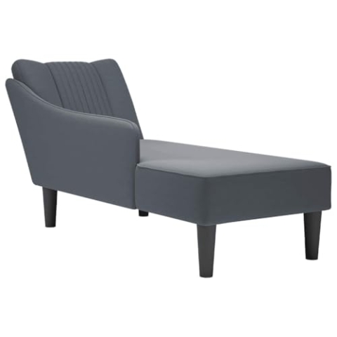 vidaXL Chaiselongue mit Rechter Armlehne Dunkelgrau Samt, Recamiere, Loungesessel, Lounge Sofa, Lounge, Loungesofa, Wohnzimmersofa, Akzentsessel
