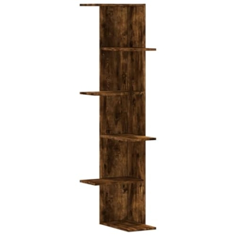 vidaXL Wand Eckregal, Wandregal Regal Dekorativ, Bücherregal Schweberegal für Wohnzimmer Schlafzimmer, Hängeregal Wandboard, Räuchereiche Holzwerkstoff