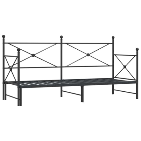 vidaXL Tagesbett Ausziehbar ohne Matratze Schwarz 90x190 cm Stahl, Schlafbett, Schlafsofa, Couchbett, Gästebett, Tagesbettsofa, bequemes Schlafsofa