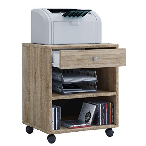 VCM Rollcontainer | Beistellcontainer mit Zwei offenen Fächern | Maße ca. H. 54 x B. 45 x T. 38 cm | Bürocontainer - Salda Sonoma-Eiche