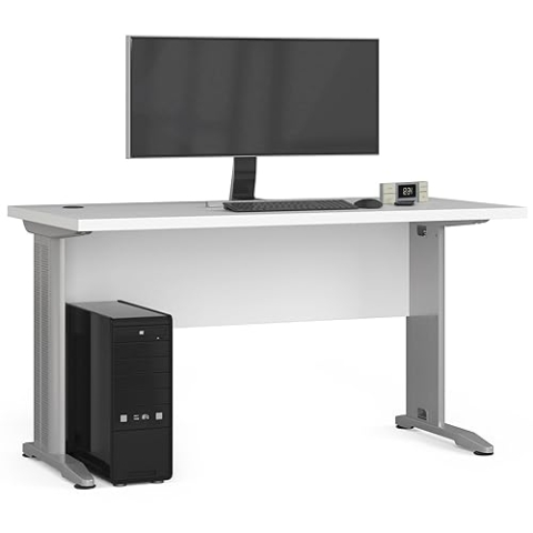AKORD | Schreibtisch | Bürotisch | Computer-Schreibtisch mit Metallfüßen | 135 cm Breit | Home Office Laptop-Schreibtisch | Modernes Design | ABS-Kante | Laminierte Platte 32 cm | Weiß