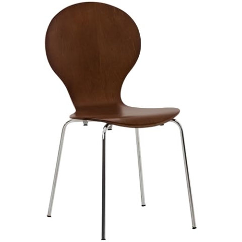 CLP Stapelstuhl Diego I Komfortabler Esszimmerstuhl I Metallgestell, Holzsitz I Ergonomisches Design I Platzsparend In Esszimmer Und Küche, Farbe:braun