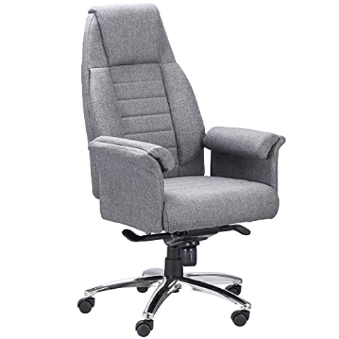 Vinsetto Bürostuhl Ergonomischer Drehstuhl mit Armlehne höhenverstellbar Kunstleinen Hellgrau 68 x 72 x 120-126 cm