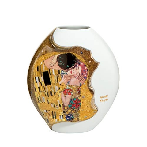 Goebel Gustav Klimt Vase Der Kuss aus Fine Bone China, Maße: 12cm x 12cm x 13,5cm, 66-500-40-1