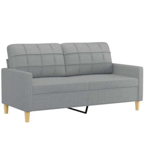 vidaXL Sofa 2 Sitzer, Couch für Wohnzimmer, Polstersofa mit Metallgestell, Loungesofa Zweisitzer Wohnzimmersofa Wohnzimmermöbel, Hellgrau Stoff
