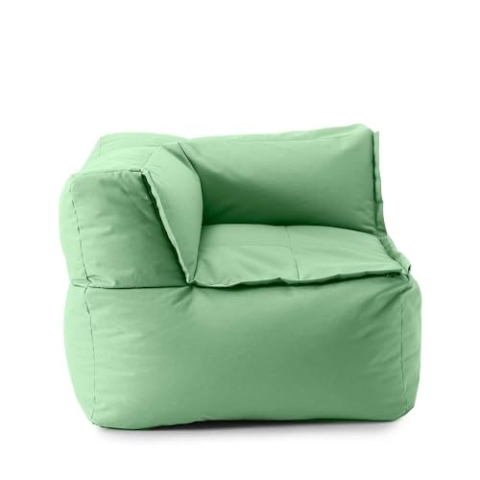 Lumaland Sitzsack-Lounge Modular Eckteil | Waschbare Sitzmöbel für Innenräume & Garten | Indoor & Outdoor Sitz-Garnitur | Wasserfester Ecksessel | Einfach erweiterbar 81x81x70cm [Pastellgrün]