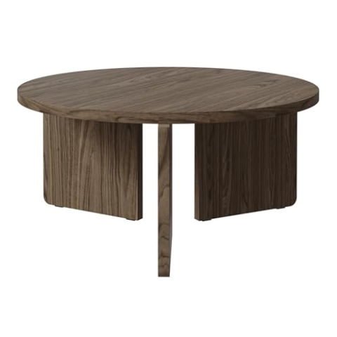 Selsey Couchtisch Wohnzimmertisch Beistelltisch Kaffeetisch Rund 85 cm Sofatisch Wisconsin Walnuss Preffines