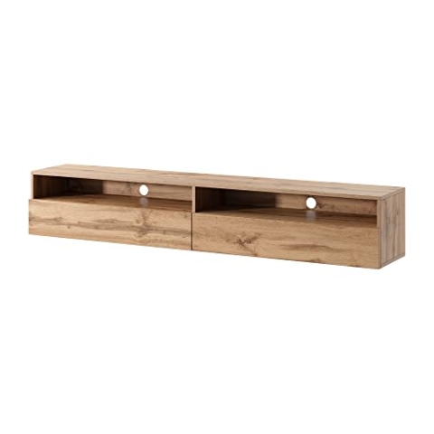 Selsey REDNAW - TV-Schrank/modernes TV-Board für Wohnzimmer, stehend/hängend, 180 cm breit (Wotan Eiche Matt ohne LED)