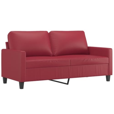 vidaXL Sofa 2-Sitzer, Loungesofa Couch mit Armlehnen Rückenkissen, Wohnzimmersofa Designsofa Metallgestell, Sitzmöbel Zweisitzer, Modern, Weinrot Kunstleder