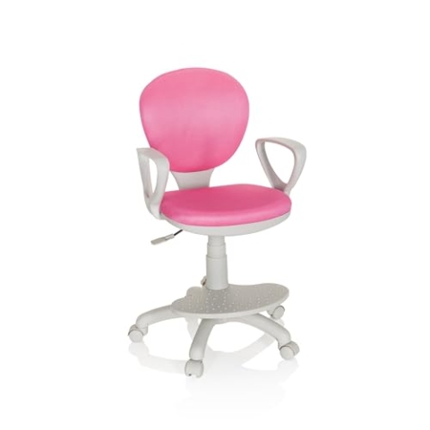 hjh OFFICE Kinderdrehstuhl Kid Colour G1 Kinderstuhl, Fußablage & Sitzfläche höhenverstellbar, Pink/Grau