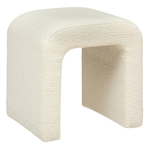 Atmosphera - Hocker Sevi Bouclé - 41x35 cm - Weiß